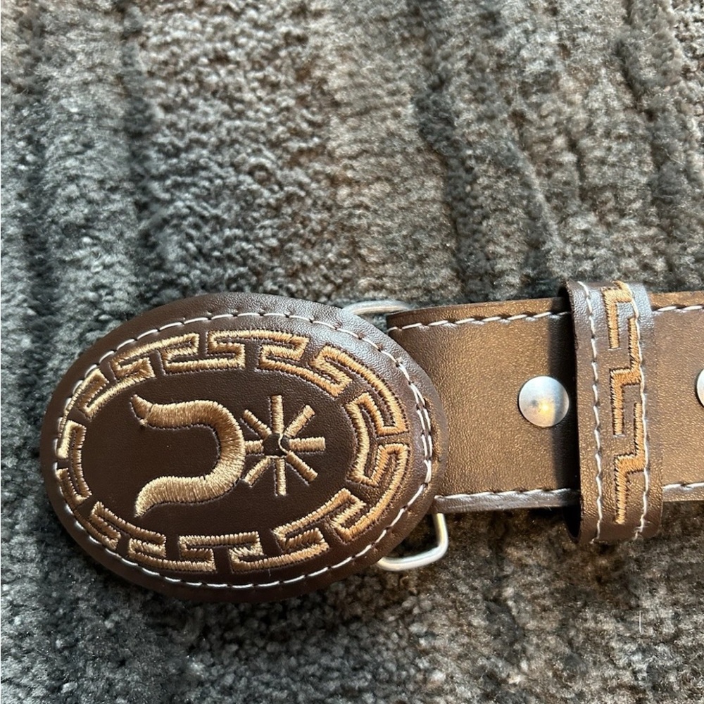 Mexican Made Leather Belt With Matching Buckle Size 40 - Picture 2 of 10